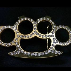 Beautiful Rhinestone Brass Knuckle Belt